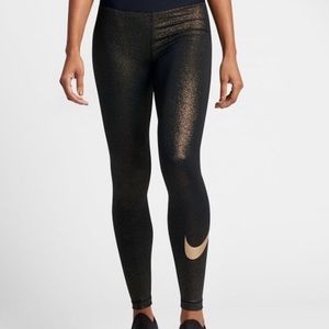 Nike black and gold glitter leggings